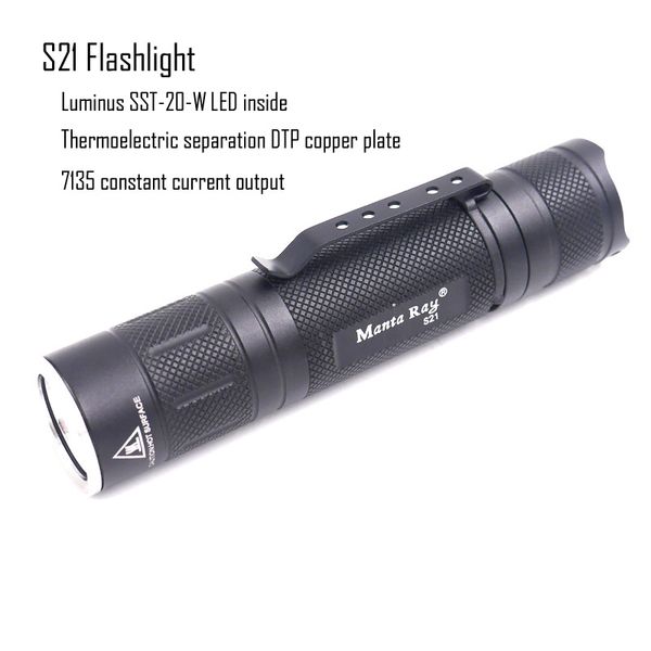 manta ray s21 black led torch,with luminus sst-20-w led emitter, dtp board,run by 21700 or 18650 battery
manta ray s21 black led torch,with luminus sst-20-w led emitter, dtp board,run by 21700 or 18650 battery