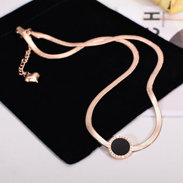 classic black round brand female necklace titanium steel rose gold color women love forever stainless steel clavicle necklace, Silver
classic black round brand female necklace titanium steel rose gold color women love forever stainless steel clavicle necklace, Silver