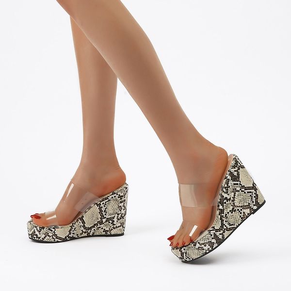 sandals 2021 women's shoes slope heel style snake-print transparent adhesive sandal material for women, Black
sandals 2021 women's shoes slope heel style snake-print transparent adhesive sandal material for women, Black