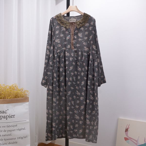 early autumn dress long sleeve cotton linen dress embroidery collar sweet autumn loose midi, Black;gray
early autumn dress long sleeve cotton linen dress embroidery collar sweet autumn loose midi, Black;gray