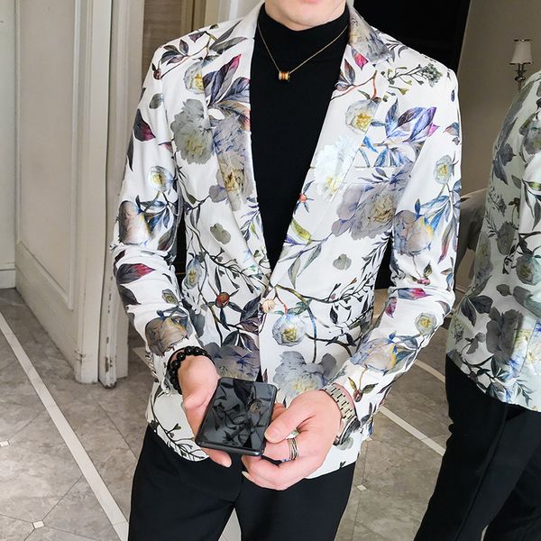 men's suits & blazers luxury floral printed blazer luster flower slim fit wedding dress 2021 suit jacket men party clothing, White;black
men's suits & blazers luxury floral printed blazer luster flower slim fit wedding dress 2021 suit jacket men party clothing, White;black