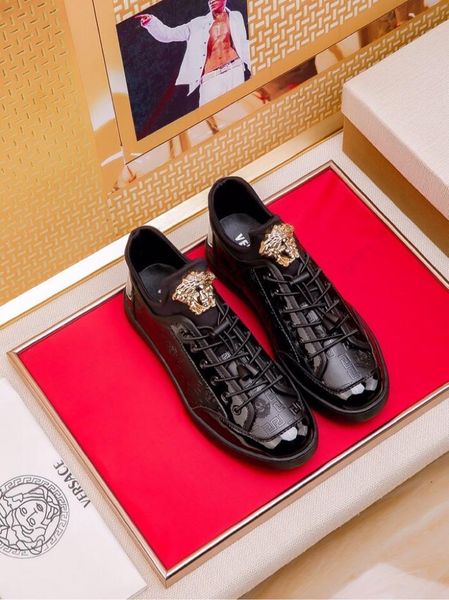 2020q limited edition medusa printed leather men's daily lace up casual shoes, high-end fashionable wild outdoor sneakers, size: 38-45, Black
2020q limited edition medusa printed leather men's daily lace up casual shoes, high-end fashionable wild outdoor sneakers, size: 38-45, Black