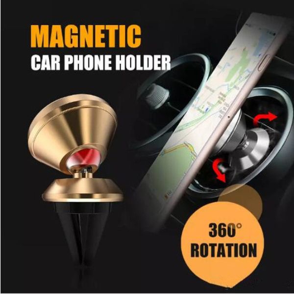 

universal 360 degree rotating magnetic car phone holder aluminum alloy air vent car mount cellphone holders for iphone smartphones dhl