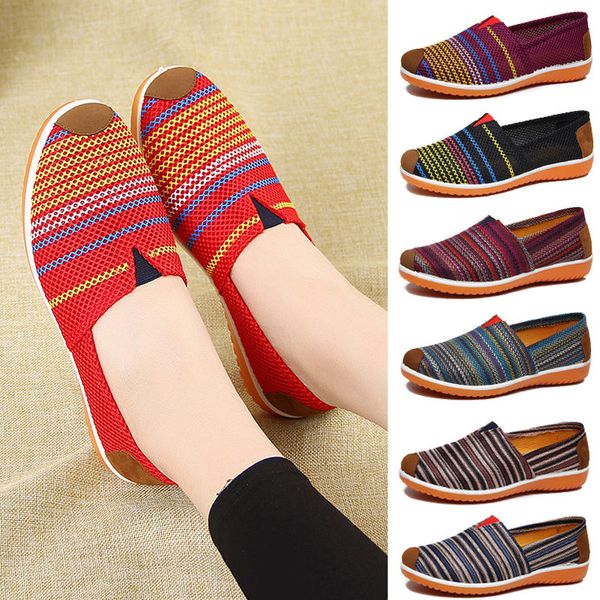 the new rubber sole old female cloth shoes fashion shoes mesh low-canvas anti-slip soft mom, Black