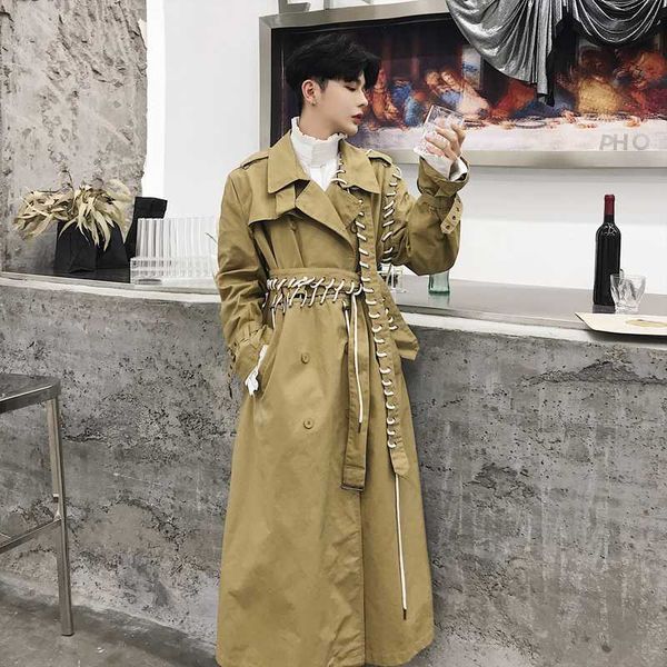 men's trench coats 2021 irregular drawstring long coat men spring autumn casual loose mens lace up patchwork ds50765, Tan;black
men's trench coats 2021 irregular drawstring long coat men spring autumn casual loose mens lace up patchwork ds50765, Tan;black