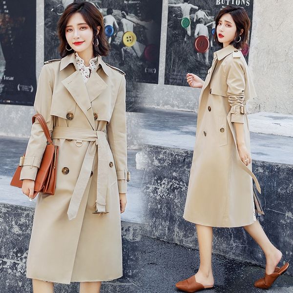 wpyoi solid color women's windbreaker 2020 spring and autumn new fashion slim lapel belt double-breasted long sleeve mid-length windbre, Tan;black
wpyoi solid color women's windbreaker 2020 spring and autumn new fashion slim lapel belt double-breasted long sleeve mid-length windbre, Tan;black