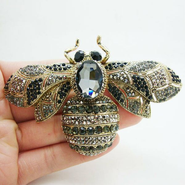 unique bee insect gothic style brooch pin pendant black crystal rhinestone woman, Gray
unique bee insect gothic style brooch pin pendant black crystal rhinestone woman, Gray