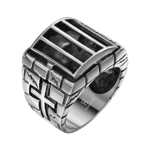 est mens silver black iron men ring personality antique skull cage stainless steel hip hop jewelry, Golden;silver
est mens silver black iron men ring personality antique skull cage stainless steel hip hop jewelry, Golden;silver