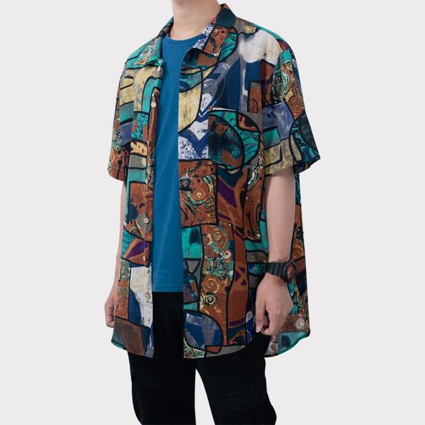 vintage men summer print shirt leaves geometricl pattern turn-down collar short sleeve pocket button casual holiday shirt top, White;black
vintage men summer print shirt leaves geometricl pattern turn-down collar short sleeve pocket button casual holiday shirt top, White;black