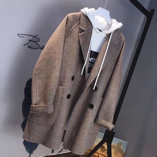 herringbone woolwool wool short fairy double-sided cashmere woolen coat women's herringbone suit loose slimming coat, Black
herringbone woolwool wool short fairy double-sided cashmere woolen coat women's herringbone suit loose slimming coat, Black