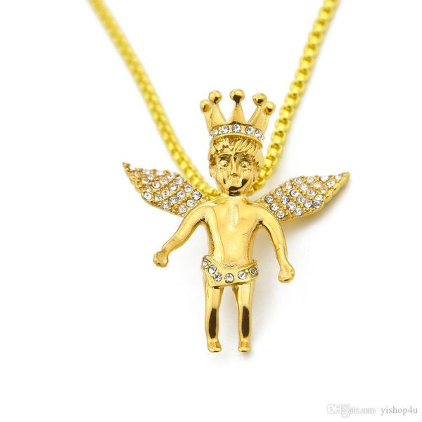 hip hop gold silver plated crown angle cz crystal pendant necklace stainless steel rope chain 4.5cm jewelry
hip hop gold silver plated crown angle cz crystal pendant necklace stainless steel rope chain 4.5cm jewelry