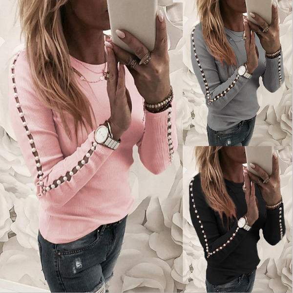 elegant pearl nail bead long sleeve pink knit sweaters women invierno casual o neck hollow out pullovers black grey ladies
elegant pearl nail bead long sleeve pink knit sweaters women invierno casual o neck hollow out pullovers black grey ladies