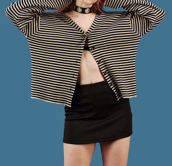 vintage avocado green black striped knitted v-neck cardigans striped button front poncho sweater puller cx200730, White;black
vintage avocado green black striped knitted v-neck cardigans striped button front poncho sweater puller cx200730, White;black