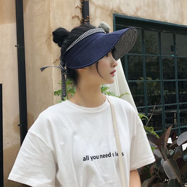 empty female double-sided can wear korean ins stylish small sunscreen plaid summer sunscreen hat all-match sun hat, Blue;gray
empty female double-sided can wear korean ins stylish small sunscreen plaid summer sunscreen hat all-match sun hat, Blue;gray