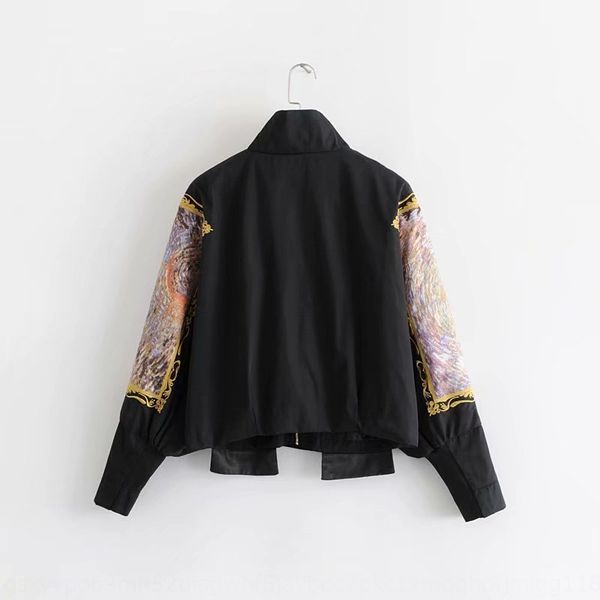 f1917-wind women's clothing clothing 2019 autumn new loose stand collar printed embroidered jacket jacket for women, Black;brown
f1917-wind women's clothing clothing 2019 autumn new loose stand collar printed embroidered jacket jacket for women, Black;brown