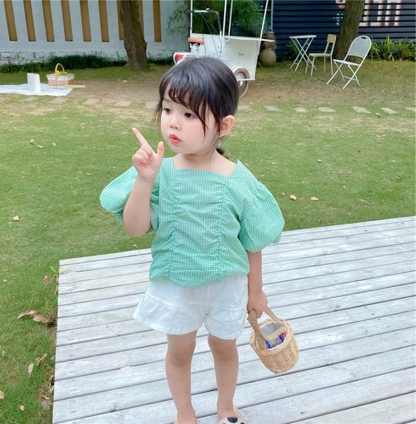 2020 new girl's small and medium-sized baby's foreign style green square doll shirt collar loose doll shirt, White;black
2020 new girl's small and medium-sized baby's foreign style green square doll shirt collar loose doll shirt, White;black