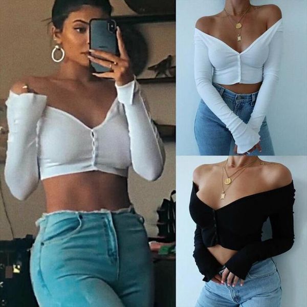 женщины sexy summer casual пуловер tops жилет кнопки глубокий v шеи длинным рукавом crop top shirt новые, White
женщины sexy summer casual пуловер tops жилет кнопки глубокий v шеи длинным рукавом crop top shirt новые, White