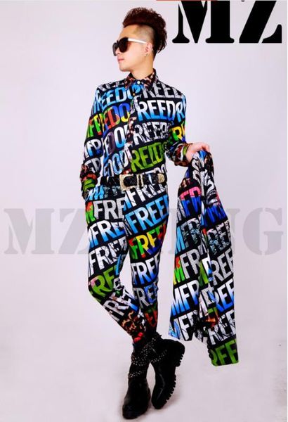 s-4xl new trendy male stage dj three-piece suit european and american trend slim color letter suit singer performance, White;black
s-4xl new trendy male stage dj three-piece suit european and american trend slim color letter suit singer performance, White;black