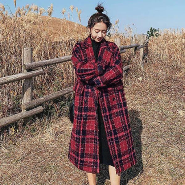 luck a women winter new fashion woolen coat fashion plaid warm double breasted turn down collar casual outwears, Black
luck a women winter new fashion woolen coat fashion plaid warm double breasted turn down collar casual outwears, Black