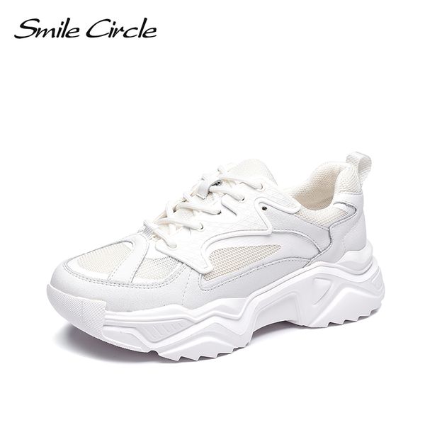 smile circle women genuine leather sneakers breathable flat platform fashion lace-up lightweight student sneakers, Black
smile circle women genuine leather sneakers breathable flat platform fashion lace-up lightweight student sneakers, Black
