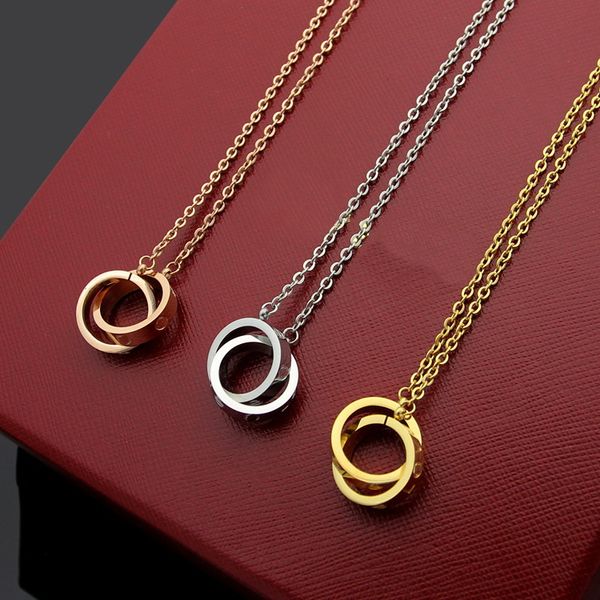 2020 new arrive fashion lady titanium steel 18k plated gold necklace with double rings love screw pendant, Silver
2020 new arrive fashion lady titanium steel 18k plated gold necklace with double rings love screw pendant, Silver