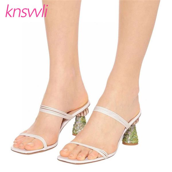 sequins high heels slippers women narrow band mules summer ladies slides bling strange style heels sandals woman party shoes, Black 
sequins high heels slippers women narrow band mules summer ladies slides bling strange style heels sandals woman party shoes, Black