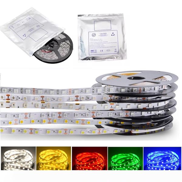 

500m rgb led strips smd 5050 5m 300 leds waterproof ip65 led flexible strips light dc 12v with 3m adhesive tape