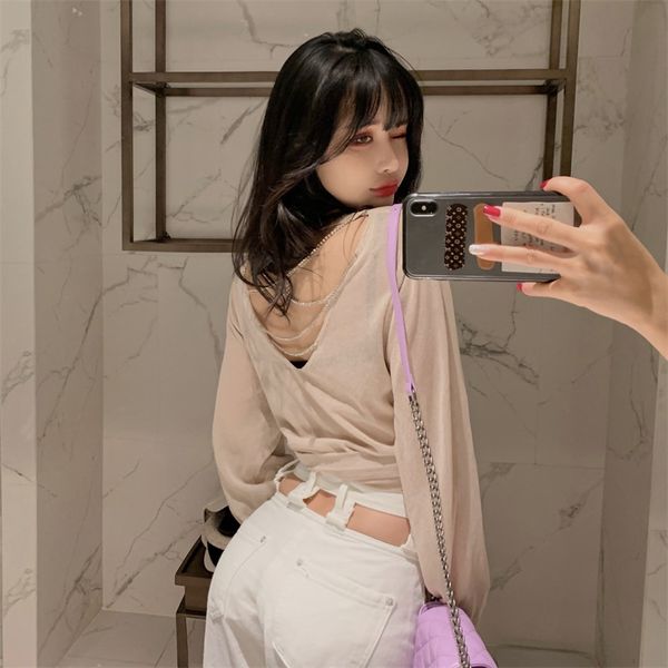 careful machine backless womens 2020 summer thin design hollow chain beauty back knitted t-shirt, White
careful machine backless womens 2020 summer thin design hollow chain beauty back knitted t-shirt, White