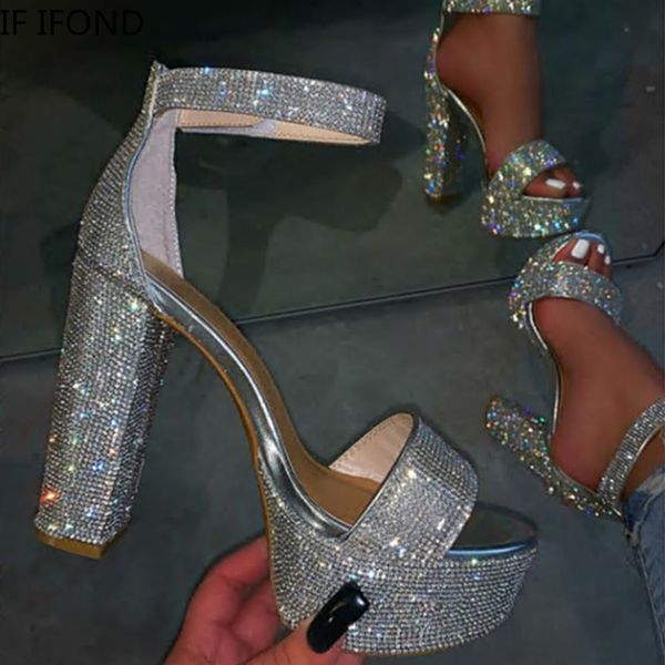 if ifond women fashion shinning glitter silver rhinestone pumps ankle strap buckle thick high heels party wedding sandals, Black
if ifond women fashion shinning glitter silver rhinestone pumps ankle strap buckle thick high heels party wedding sandals, Black
