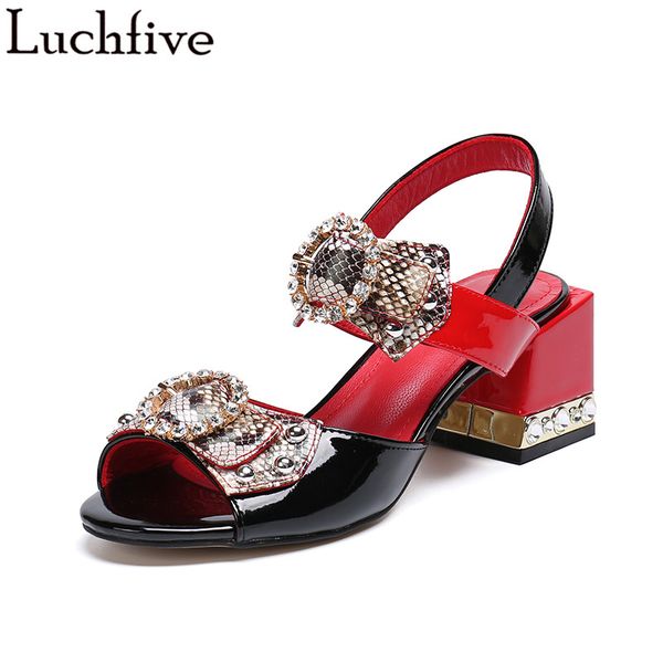 sandals luchfive crystal buckle snake print women fashion square chunky heel summer shoes genuine leather pearled sandalias, Black
sandals luchfive crystal buckle snake print women fashion square chunky heel summer shoes genuine leather pearled sandalias, Black