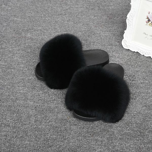 jancoco wide soft spring real slides women slippers for girl fox fur slide sandals, Black
jancoco wide soft spring real slides women slippers for girl fox fur slide sandals, Black