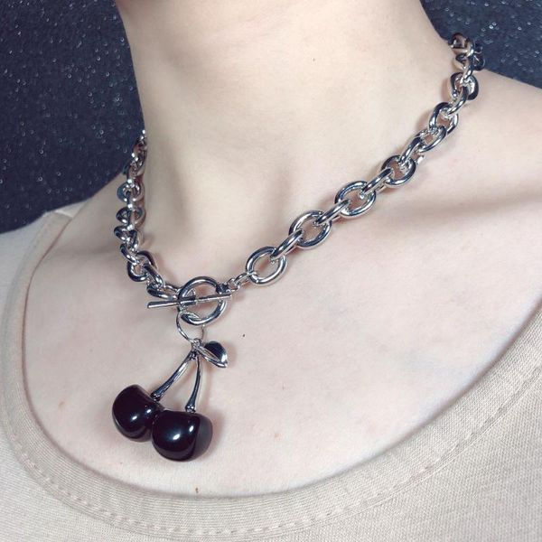 new karajuku fashion cute cherry choker necklaces stainless steel chain pendant for women men punk necklace colorful party gifts, Silver
new karajuku fashion cute cherry choker necklaces stainless steel chain pendant for women men punk necklace colorful party gifts, Silver