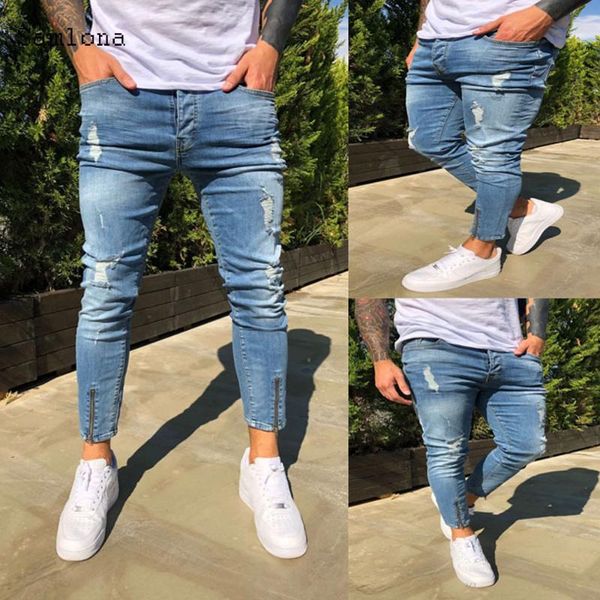 men's jeans european and american men distressed ripped zipper leg opening denim ankle-length pants clothing blue skinny
men's jeans european and american men distressed ripped zipper leg opening denim ankle-length pants clothing blue skinny