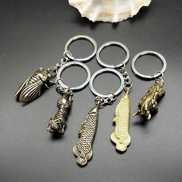 real copper 3d animal key chain simulation arowana cicada tiger bull brass car key ring party new gift keychain, Silver
real copper 3d animal key chain simulation arowana cicada tiger bull brass car key ring party new gift keychain, Silver