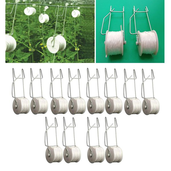 12pcs 15m garden tomato hook vegetable clamps for garden farms planting