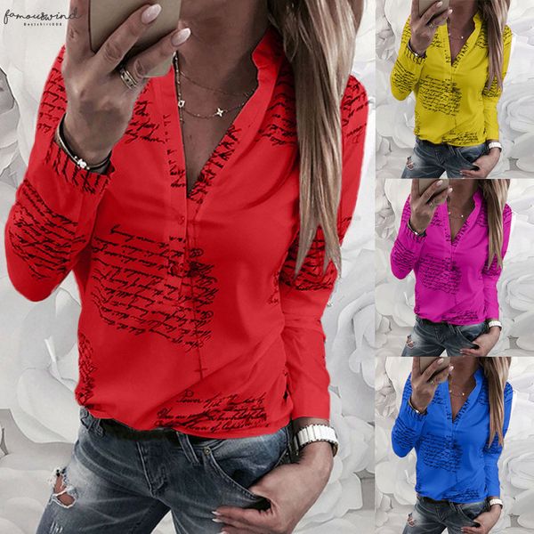2020 summer women v neck letters printing button long sleeve shirt vintage gothic floral vogue camisa feminina office g, White
2020 summer women v neck letters printing button long sleeve shirt vintage gothic floral vogue camisa feminina office g, White