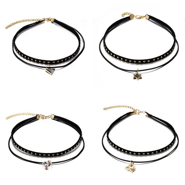 leather choker necklace fashion stainless steel metal enamel geometric heart pendant necklace for women female elegant jewelry, Golden;silver
leather choker necklace fashion stainless steel metal enamel geometric heart pendant necklace for women female elegant jewelry, Golden;silver
