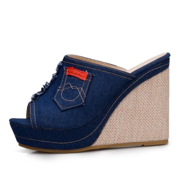slippers thick bottom platform women jeans wedge heel mules shoes 2021 summer sandals woman open toe for, Black
slippers thick bottom platform women jeans wedge heel mules shoes 2021 summer sandals woman open toe for, Black