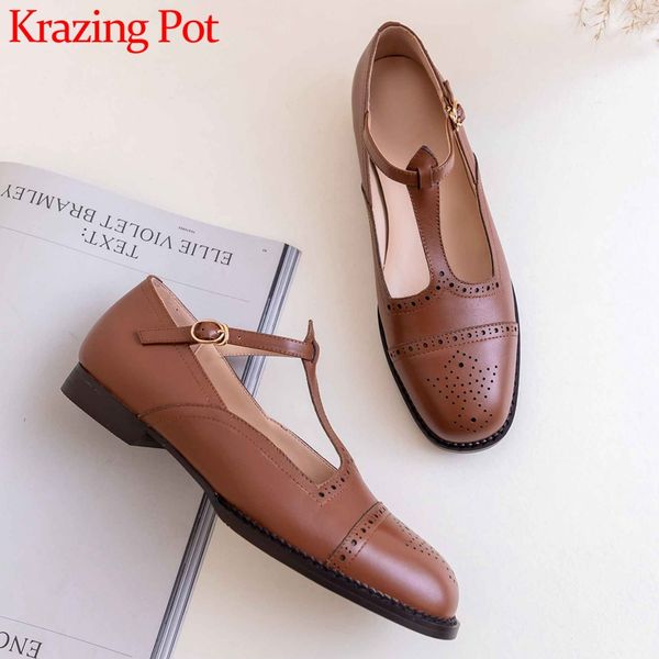 krazing pot vintage carved mary janes genuine leather solid buckle straps round toe low heels daily wear women spring pumps l00, Black
krazing pot vintage carved mary janes genuine leather solid buckle straps round toe low heels daily wear women spring pumps l00, Black