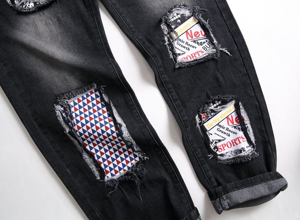 fashion mens ripped biker jeans leather patchwork slim fit black moto denim joggers for male distressed jeans pants36, Blue
fashion mens ripped biker jeans leather patchwork slim fit black moto denim joggers for male distressed jeans pants36, Blue