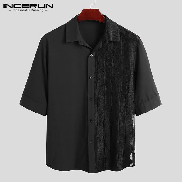 casual half sleeve lapel camisa incerun 5xl men fashion patchwork shirts solid color party nightclub blusa man comfy dress shirt, White;black
casual half sleeve lapel camisa incerun 5xl men fashion patchwork shirts solid color party nightclub blusa man comfy dress shirt, White;black