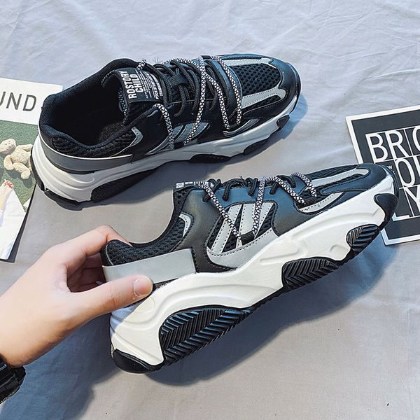 2020 new old dad shoes men reflective stripe lightweight all-match men sneakers thick bottom mens casual running shoes lace-up, Black
2020 new old dad shoes men reflective stripe lightweight all-match men sneakers thick bottom mens casual running shoes lace-up, Black