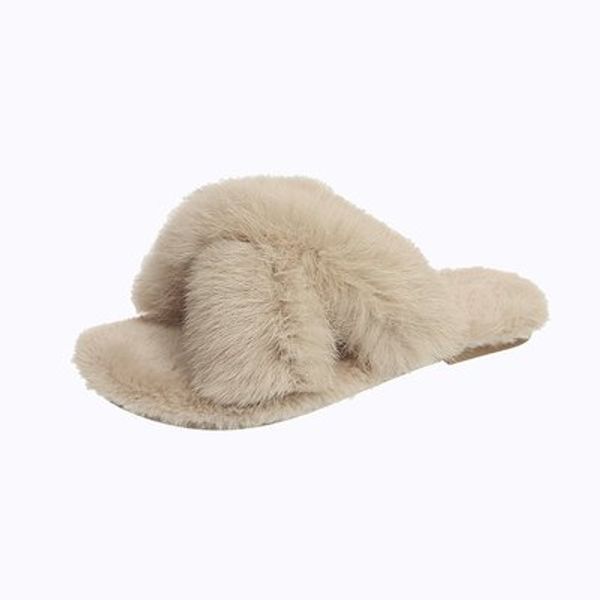 2020 autumn and winter new fashion wild plush cross flat bottom large size female slippers, Black
2020 autumn and winter new fashion wild plush cross flat bottom large size female slippers, Black
