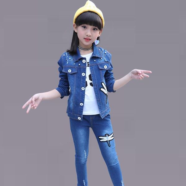 autumn denim children's clothing for girls dragonfly jacket+jeans winter kids clothing teenage clothes for girls 6 8 12 years, White
autumn denim children's clothing for girls dragonfly jacket+jeans winter kids clothing teenage clothes for girls 6 8 12 years, White