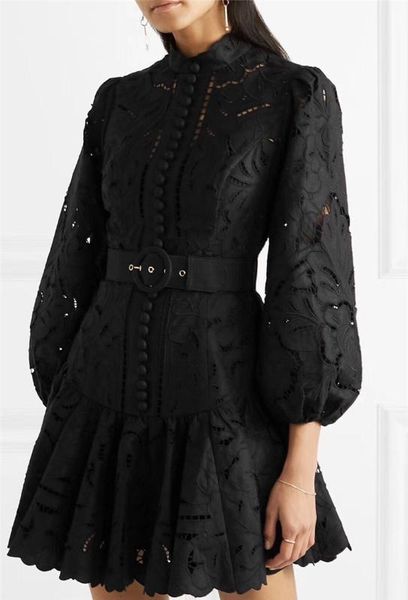2020 ss new arrive solid color black mini dress puff sleeve a line lace embroidery women dress with belt high quality, Black;gray
2020 ss new arrive solid color black mini dress puff sleeve a line lace embroidery women dress with belt high quality, Black;gray