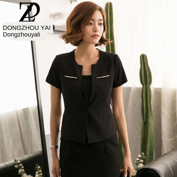 dongzhou yali business wear women's wear outer ol formal dress summer short-sleeved work suit formal dress interview suit, White;black
dongzhou yali business wear women's wear outer ol formal dress summer short-sleeved work suit formal dress interview suit, White;black