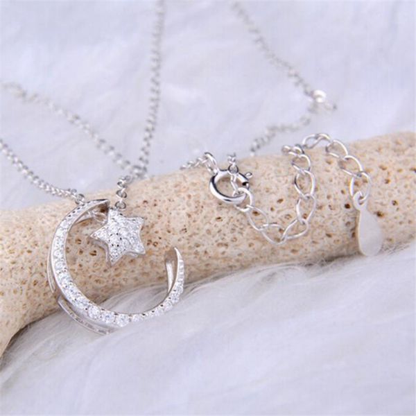 tibetan sliver plated moon crescent star pendant necklace pave cubic stones personal office chain real price dendy woman jewelry, Silver
tibetan sliver plated moon crescent star pendant necklace pave cubic stones personal office chain real price dendy woman jewelry, Silver