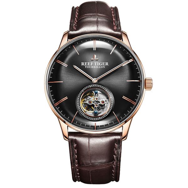 reef tiger/rt brand luxury tourbillon mechanical watch men brown leather strap rose gold watch waterproof montre homme rga1930
reef tiger/rt brand luxury tourbillon mechanical watch men brown leather strap rose gold watch waterproof montre homme rga1930