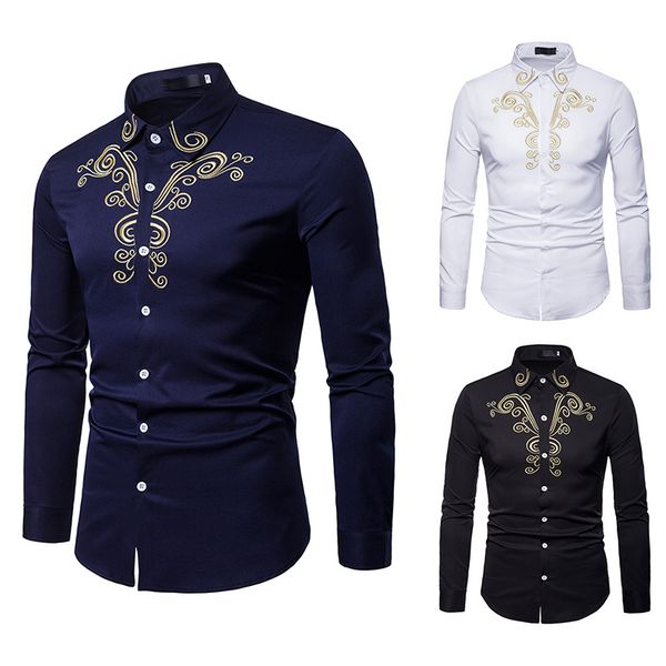 men's royal court embroidered outerwear lapel plus size long sleeve shirt flower shirts stand collar autumn clothes, White;black
men's royal court embroidered outerwear lapel plus size long sleeve shirt flower shirts stand collar autumn clothes, White;black