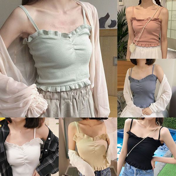summer cute solid color knitted wild short style camisole women t-shirt korean style, White
summer cute solid color knitted wild short style camisole women t-shirt korean style, White